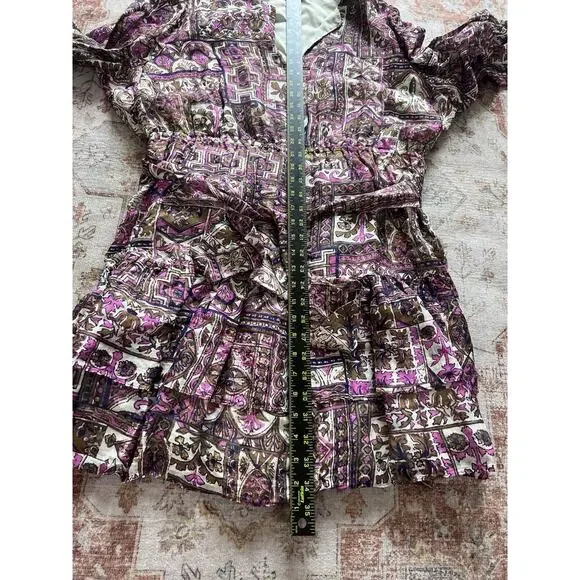 Marie Oliver Preston Mini Dress In Emerald Tile Long Sleeve Waist Belt Size XL - Picture 7 of 9